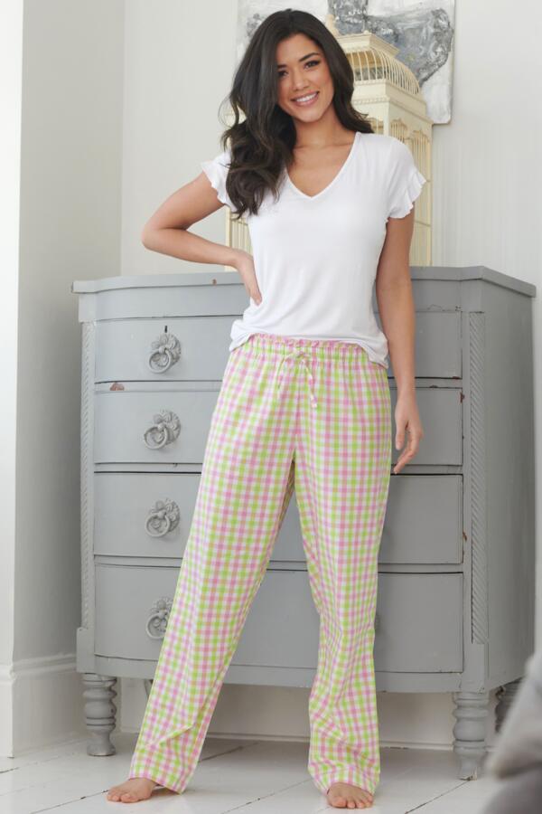 Cotton Woven Gingham Paperbag Trouser