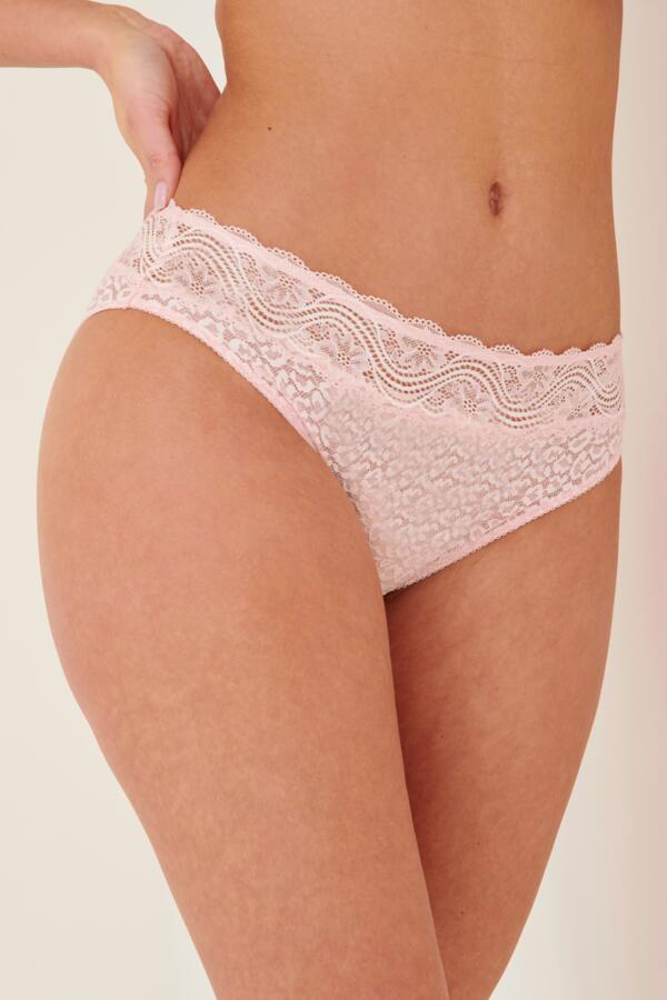 Leopard Lace Bikini Brief - Soft Pink