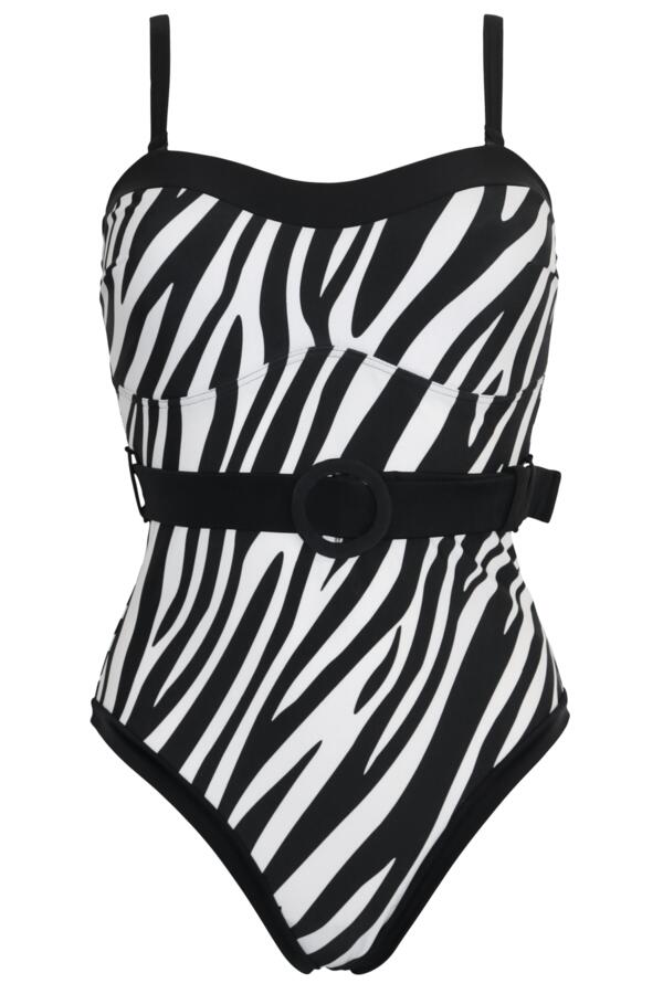 Strapless Belted High Leg Tummy Control Swimsuit