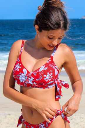 Freedom Underwired Non Padded Wrap Top - Red/White