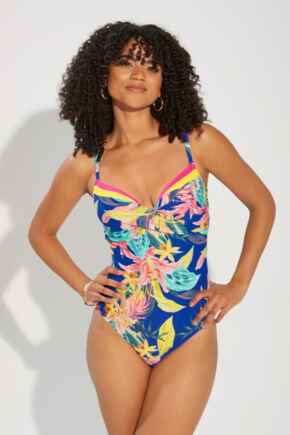 In The Mix Lightly Padded Underwired Swimsuit - Blue Tropical