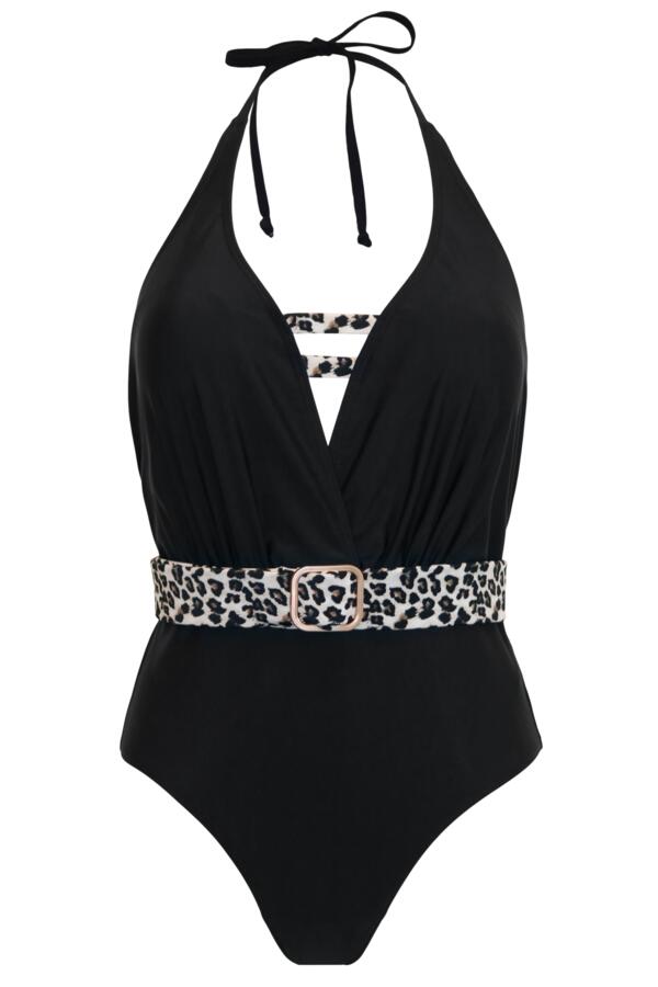 Wild Halter Belted Plunge Control Swimsuit