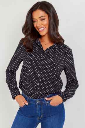 Kelly Woven Viscose Fitted Shirt - Black Spot
