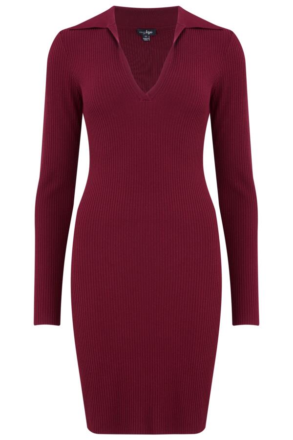 Eva Rib Knit V-Neck Collar Mini Dress with LENZING™ ECOVERO™ Viscose