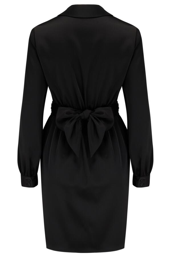 Maisie Satin Wrap Front Collar Mini Dress