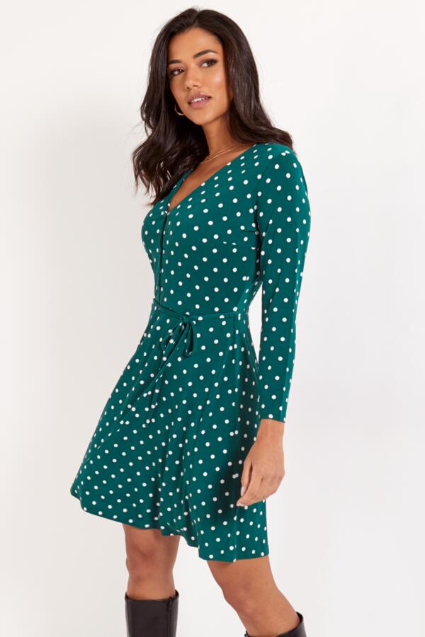 Bella Fuller Bust Slinky Jersey Long Sleeve Tea Dress