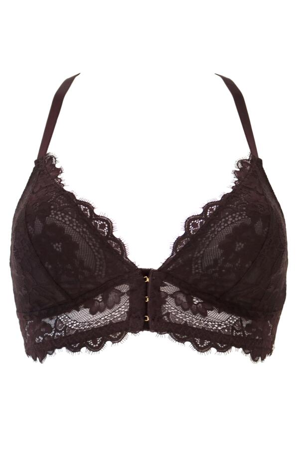 India Eyelash Lace Front Fastening Non Wired Bralette