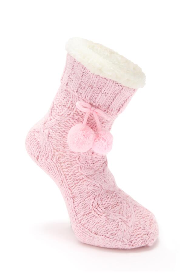 Cosy Cable Lined Knit Slipper Sock