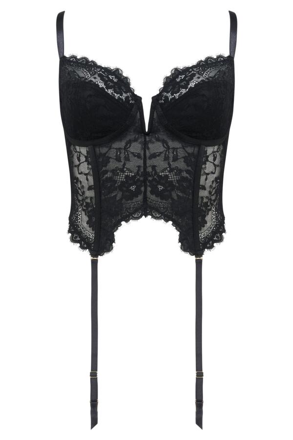 India Eyelash Lace Basque Set