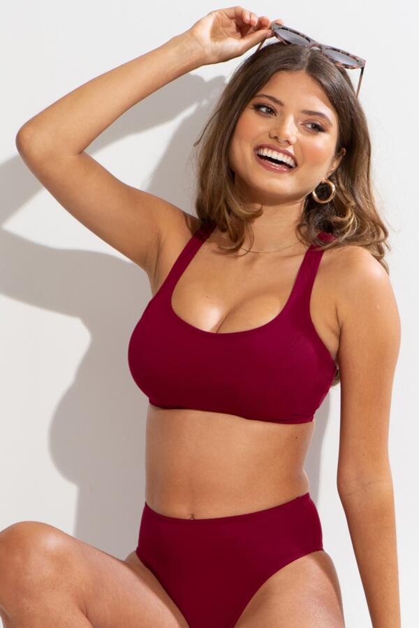 Space Underwired Cami Bikini Top - Dark Red