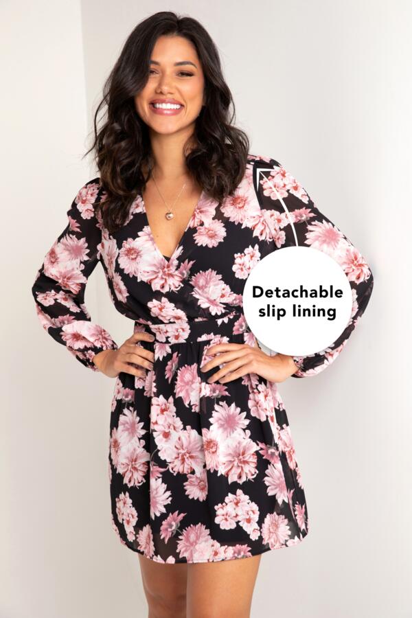 Natalya Chiffon Puff Sleeve Dress