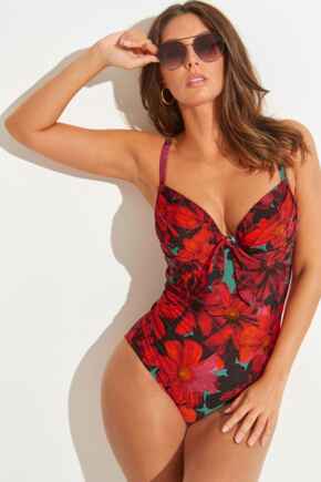 Orchid Luxe Padded Underwired Swimsuit - Red/Teal