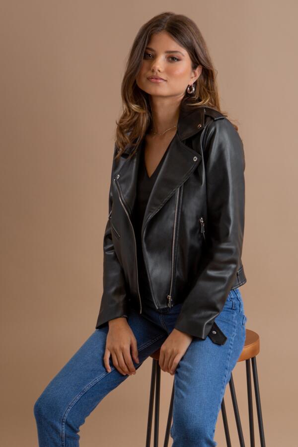 Michelle Faux Leather Biker Jacket