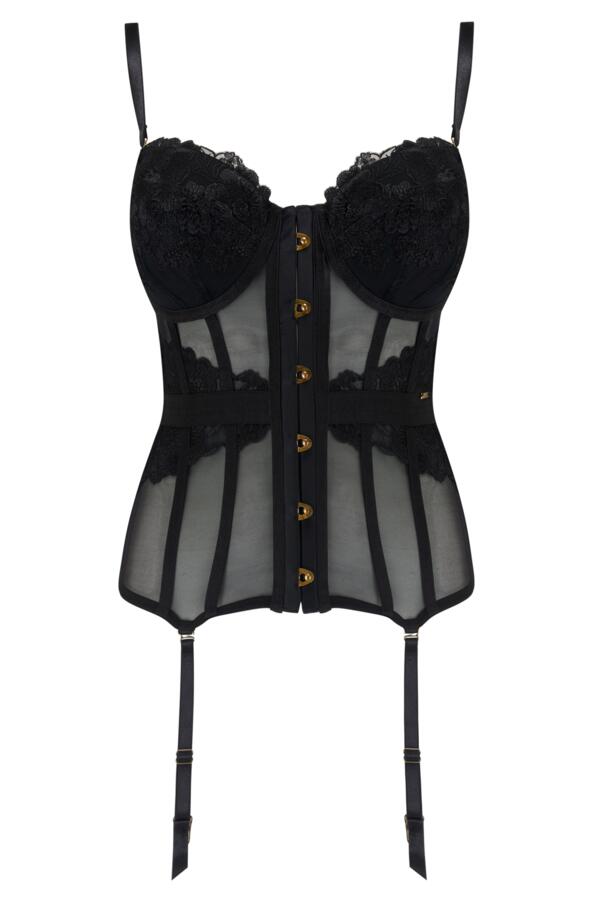 India Bold Embroidery Front Fastening Strapless Basque