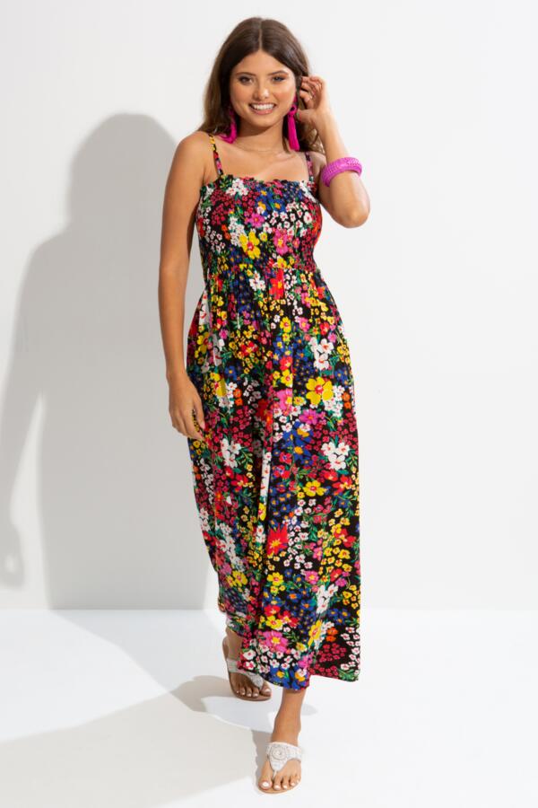 Strapless Shirred Bandeau Maxi Beach Dress