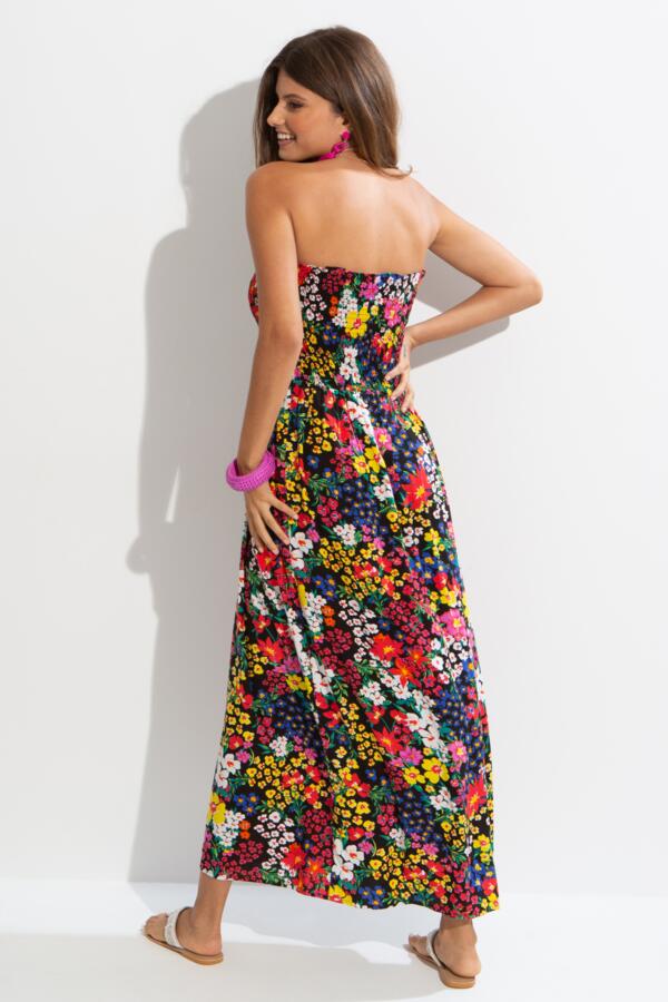 Strapless Shirred Bandeau Maxi Beach Dress