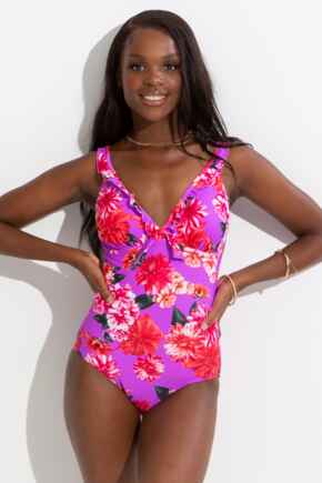 Getaway Frill Tummy Control Swimsuit - Ultraviolet Floral