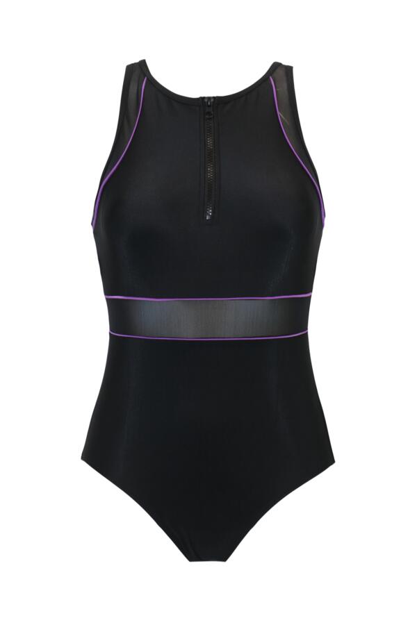 Energy Chlorine Resistant High Neck Zip Front Swimsuit