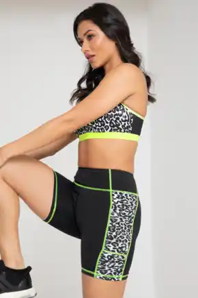 Energy Side Pocket Cycling Short - Leopard/Lime