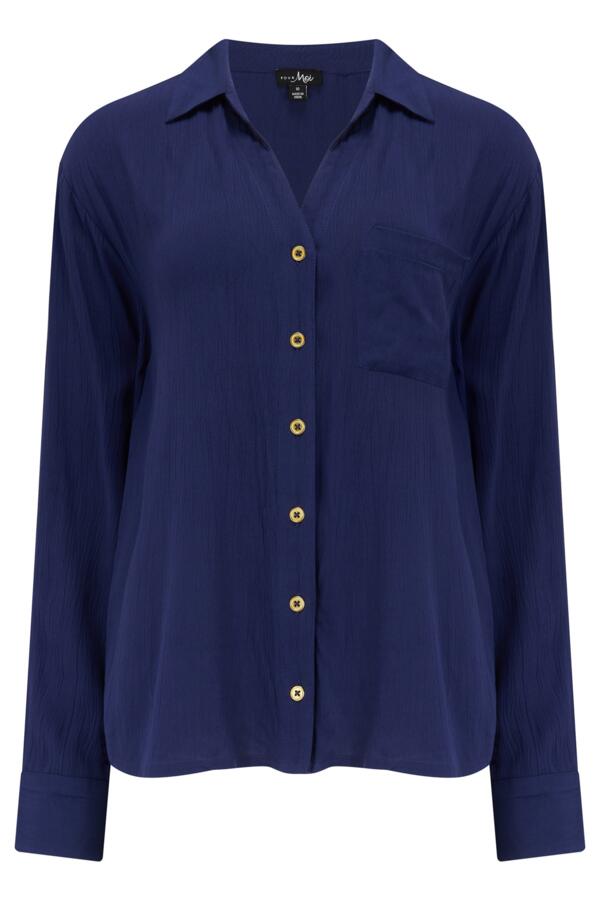 Crinkle Viscose Gold Trim Beach Shirt