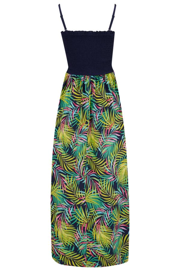 Strapless Shirred Split Maxi Beach Dress