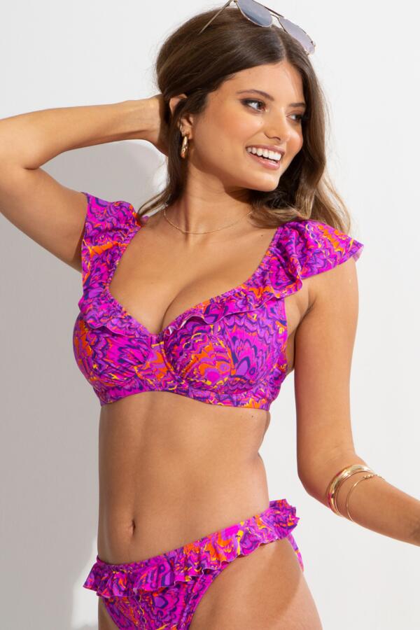 Bermuda Underwired Non-Padded Frill Bikini Top