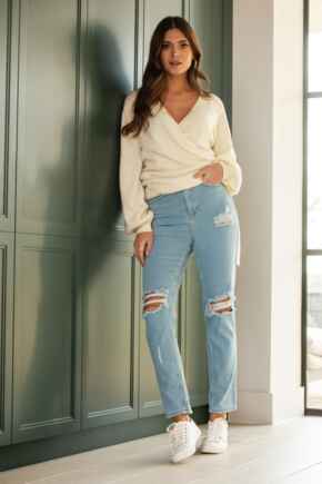 Aubrey Denim High Waist Mom Jeans - Light Blue