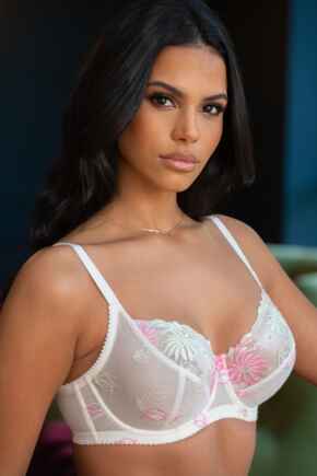 St Tropez Full Cup Bra - White/Pink/Green