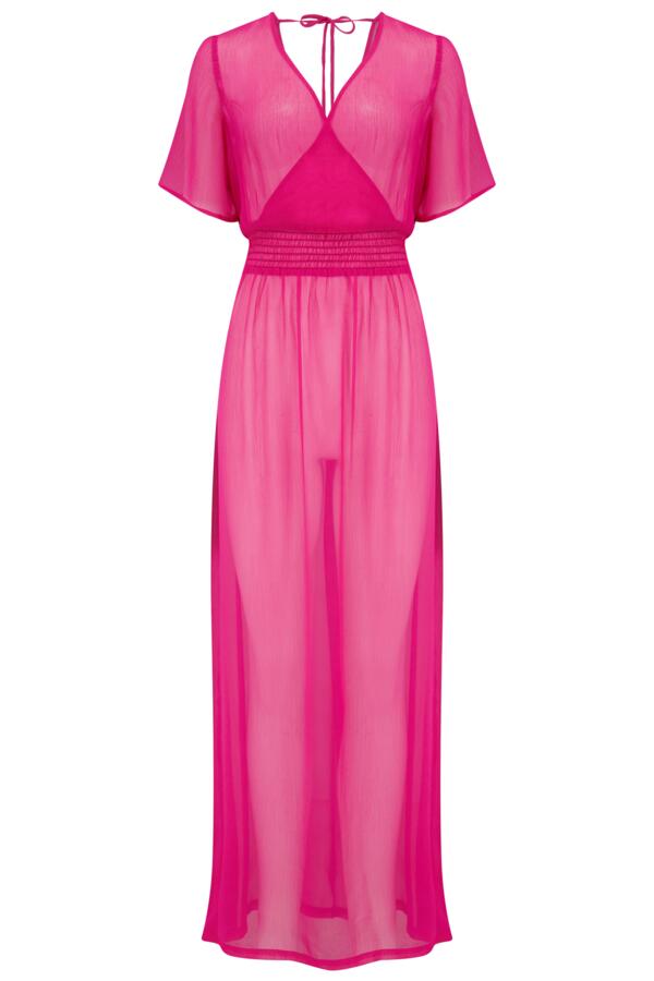 Short Sleeve Chiffon Wrap Maxi Kaftan