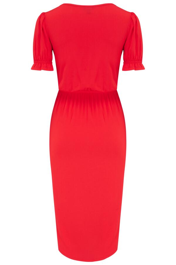 Jenny Fuller Bust Puff Sleeve Jersey Midi Dress