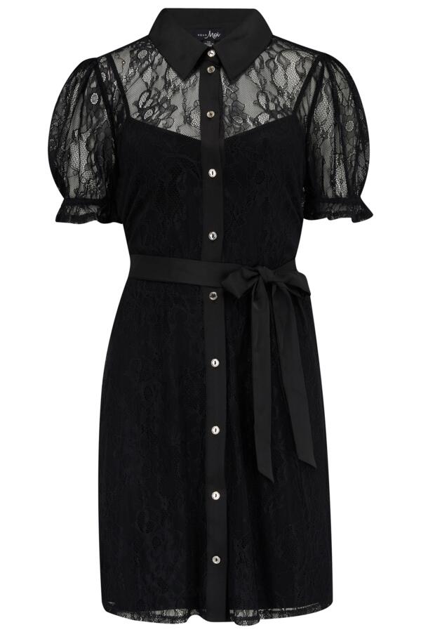 Clara Fuller Bust Short Puff Sleeve Lace Dress