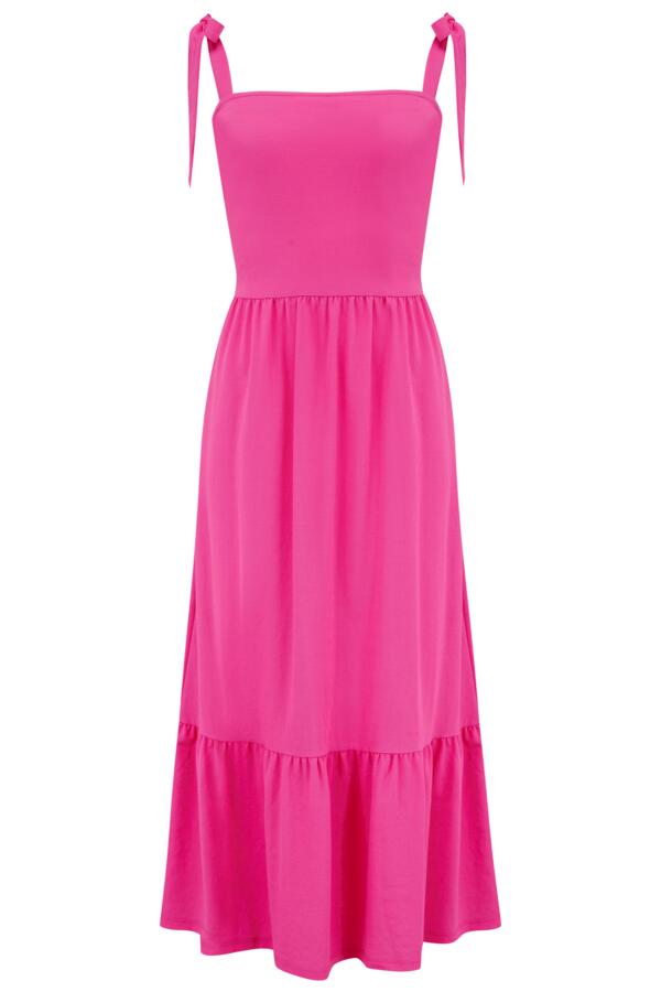 Laura Fuller Bust Pique Jersey Tie Strap Tiered Midi Dress