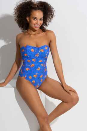 Santa Cruz Strapless Control Swimsuit - Blue Floral