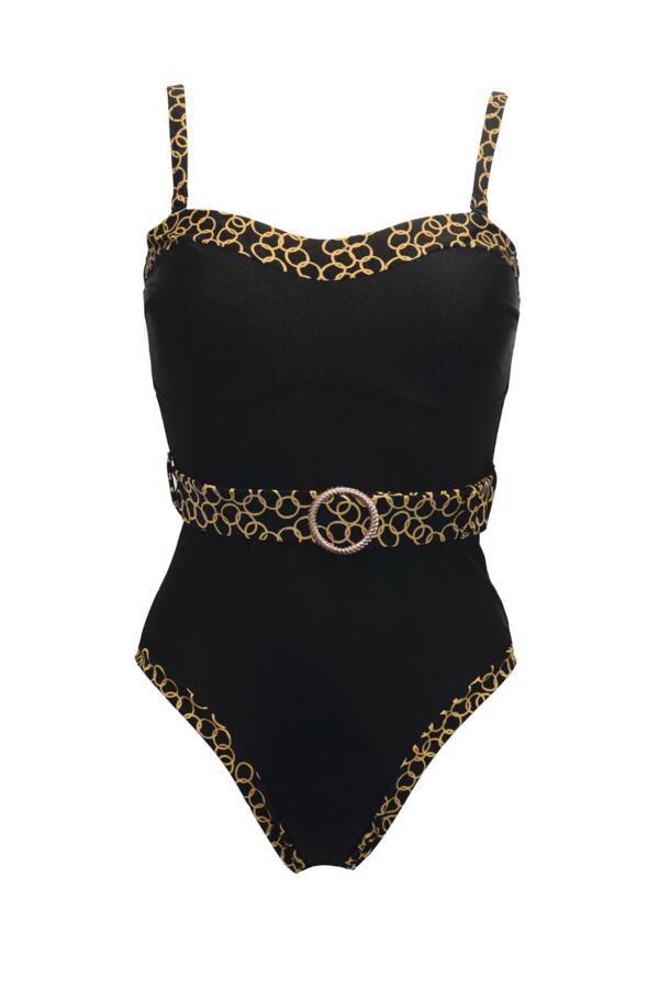 Casablanca Strapless Belted High Leg Tummy Control Swimsuit