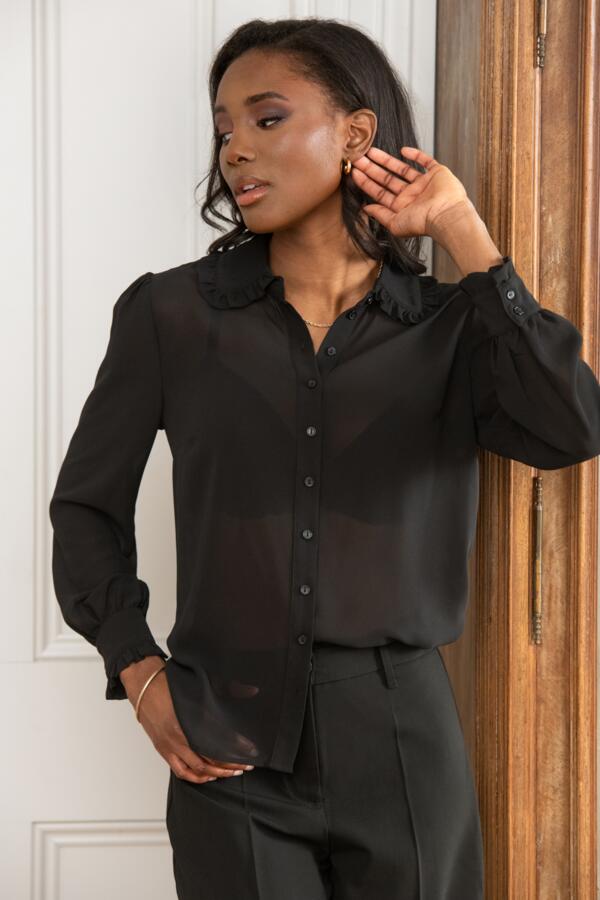 Nico Fuller Bust Frill Detail Chiffon Shirt