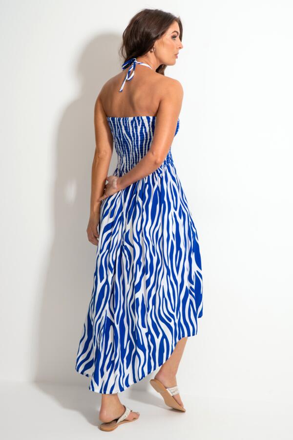 Halter Neck Strap Multiway Shirred Bodice Maxi Beach Dress