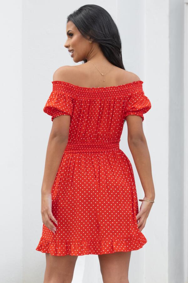 Eloise Puff Sleeve Woven Bardot Dress