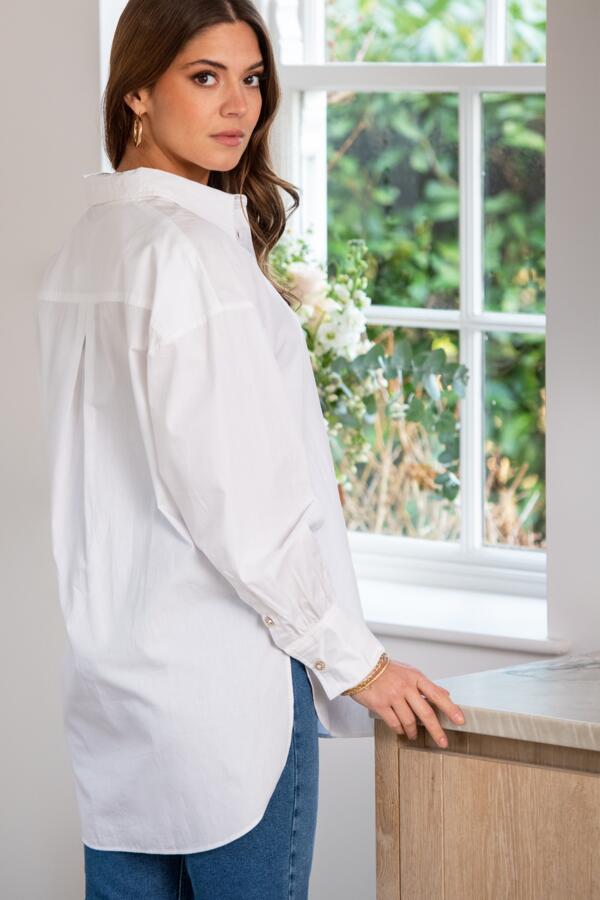 Cotton Poplin Fuller Bust Oversized Long Sleeve Shirt