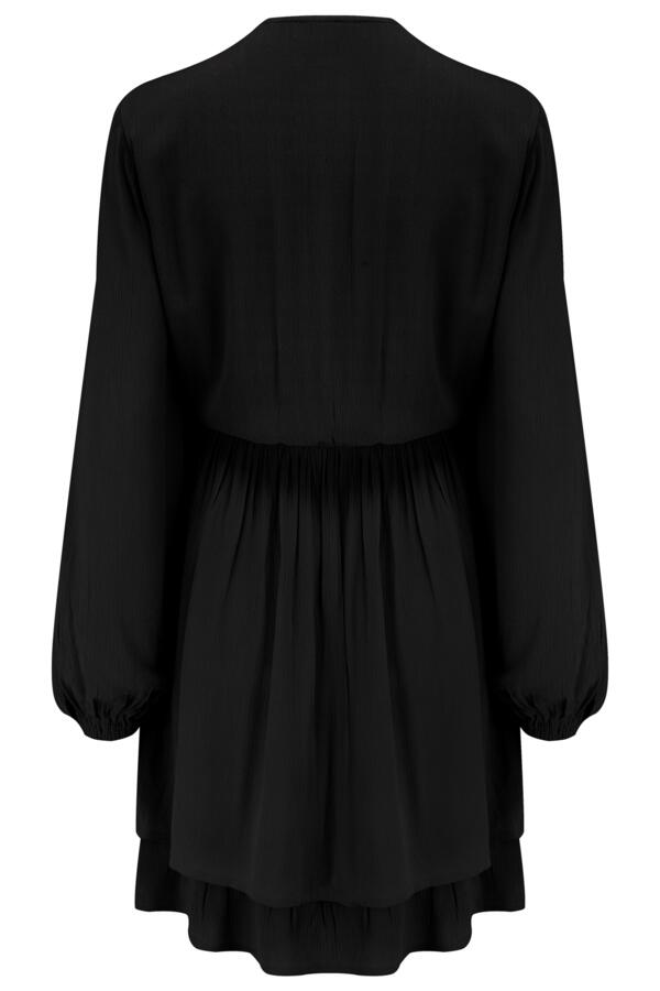 Kate Woven Viscose Button Detail Long Sleeve Dress