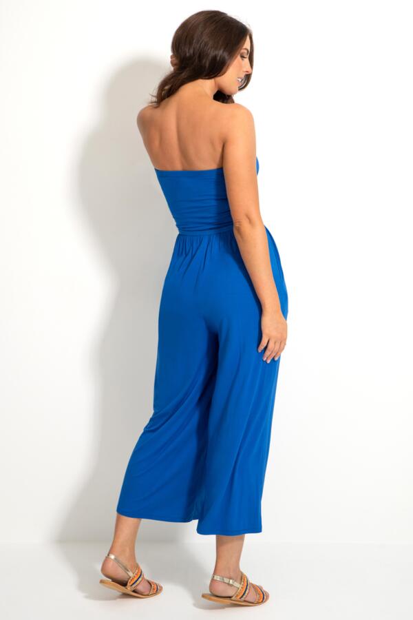 Jersey Strapless Cropped Wide Leg Beach Jumpsuit