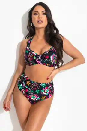 Ivory Rose Fuller Bust mix and match bikini in lilac ditsy flower print -  MULTI