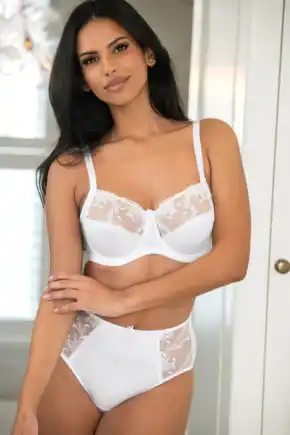 Imogen Rose Embroidered Full Cup Set - White