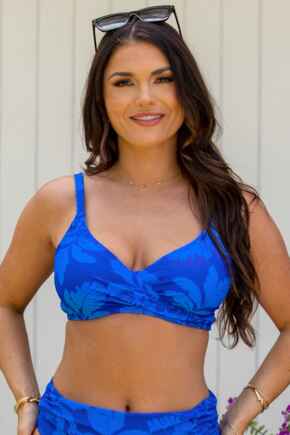 Maui Underwired Non-Padded Wrap Top - Blue Tropical