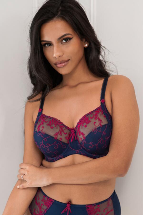 Imogen Rose Embroidered Bra D-J - Navy/Raspberry