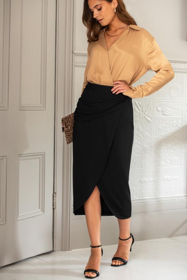 Cleo Jersey Wrap Midi Skirt