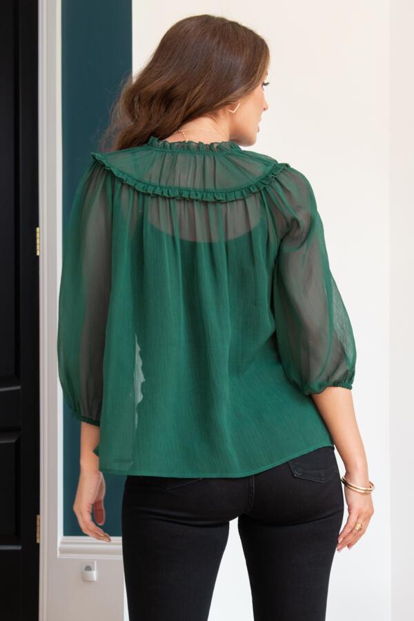 Sian Fuller Bust Chiffon 3/4 Sleeve Boho Blouse