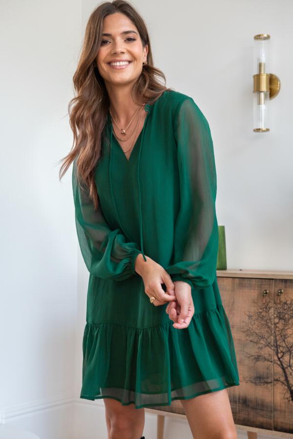 Sian Chiffon Long Sleeve Tiered Boho Dress