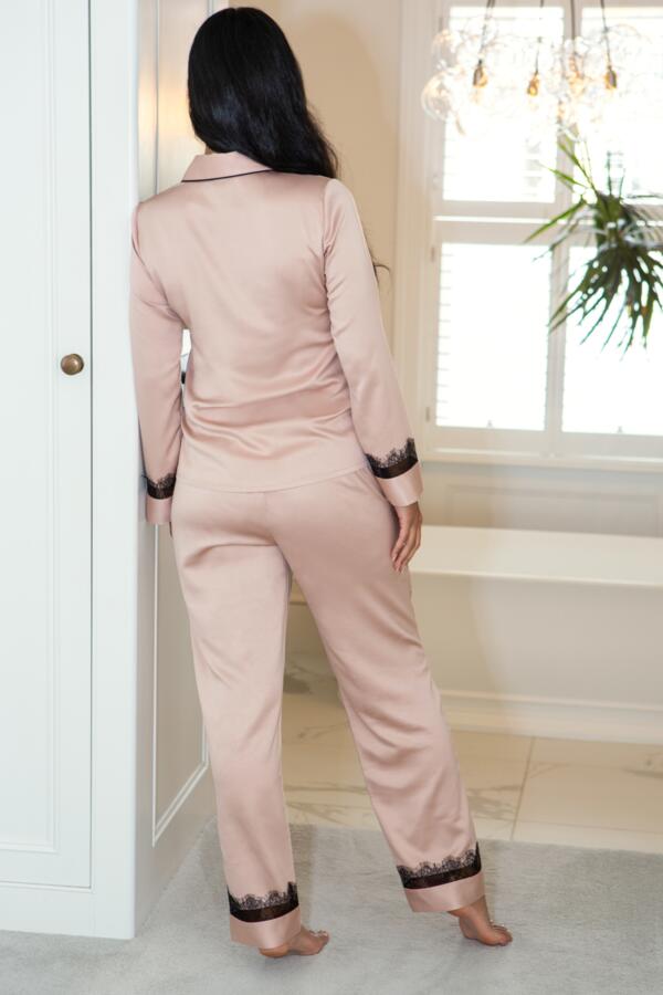 Dusk Satin and Lace Revere Collar Pyjama Set