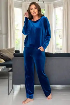 Velour Lounge Pyjama Set - Cobalt