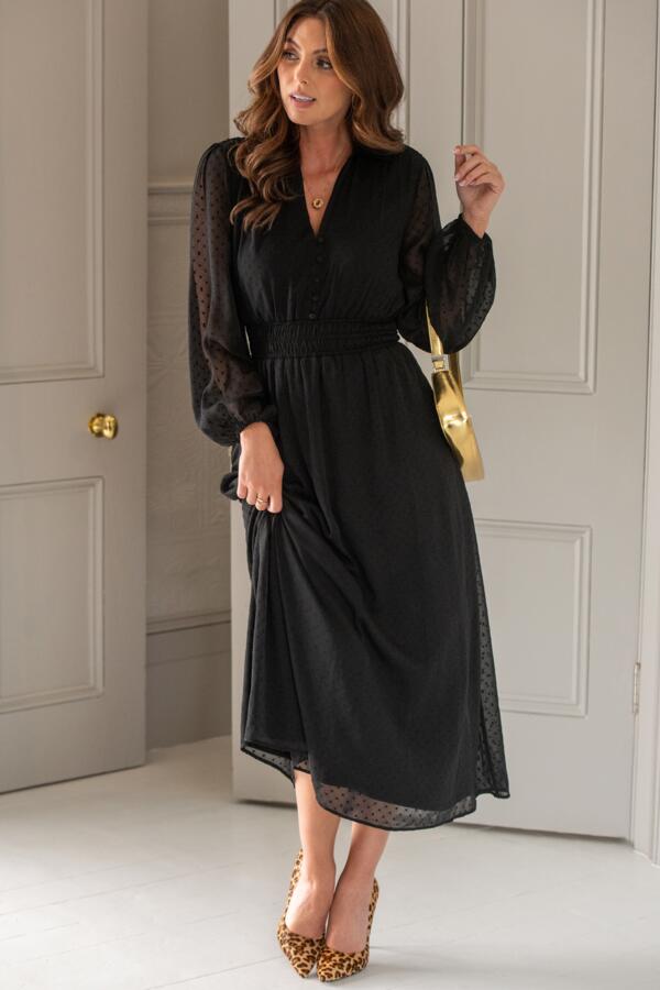 Willow Chiffon Long Sleeve Midaxi Shirt Dress